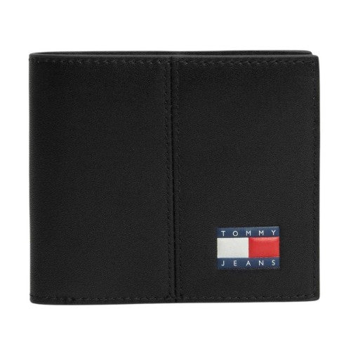 Front - Tommy Jeans Tri-Fold Leather Card Wallet