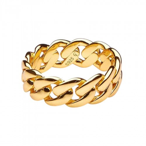Front - Common Lines Cuban 925 Sterling Silver Link Ring