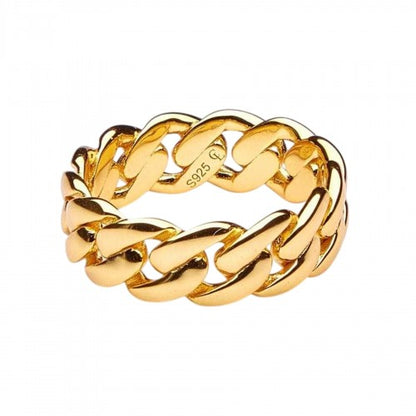 Front - Common Lines Cuban 925 Sterling Silver Link Ring