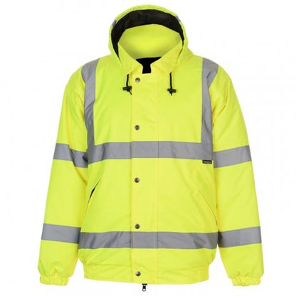 Front - Dunlop Mens Hi-Vis Safety Bomber Jacket