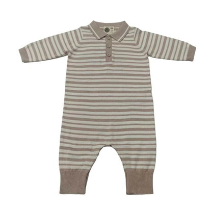Front - Pretty Green Baby Striped Romper