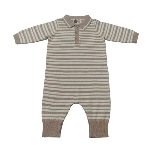 Front - Pretty Green Baby Striped Romper
