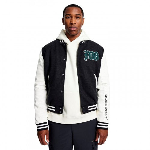 Front - Madison Barclay Mens Lincoln Loose Fit Varsity Jacket