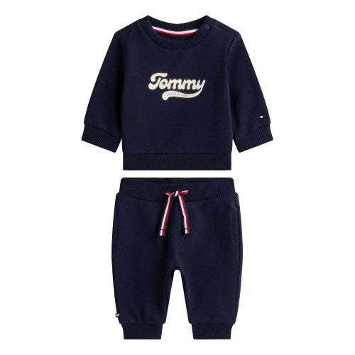 Front - Tommy Hilfiger Baby Graphic Print Top & Bottom Set
