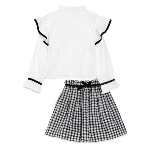 Front - Be You Girls Frill High Collar Regular Top & Bottom Set