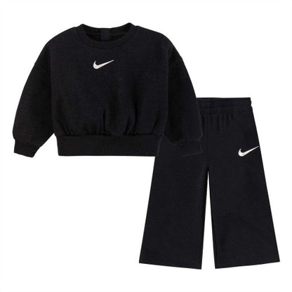 Front - Nike Baby Shine Swoosh Crew Neck Top And Trousers Set