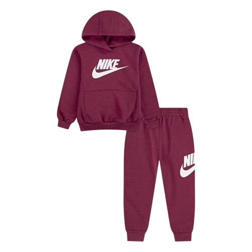 Front - Nike Girls Fleece Long-Sleeved Tracksuit Set