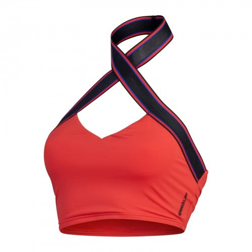 Front - Speedo Womens/Ladies Logo Halter Neck Bikini Top