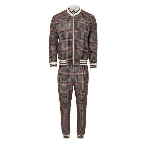 Front - Lonsdale Mens Check Plaid Tracksuit