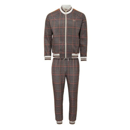 Front - Lonsdale Mens Check Plaid Tracksuit