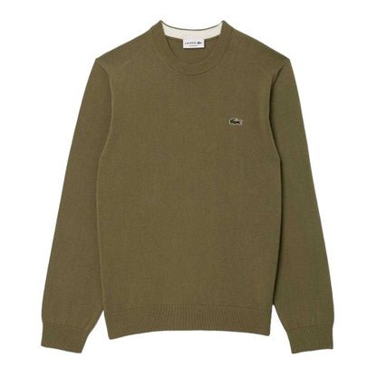 Front - Lacoste Mens Monochrome Cotton Crew Neck Sweater Top
