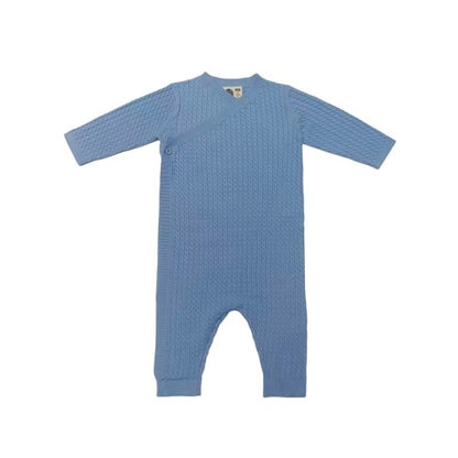 Front - Pretty Green Baby Cable Knit Long-Sleeved Sleepsuit