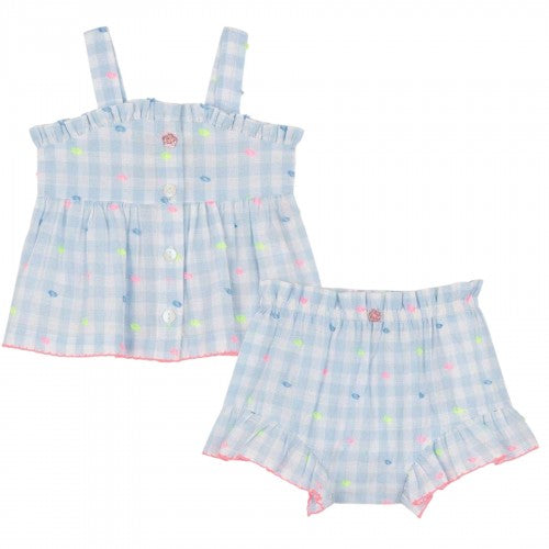 Front - Billieblush Baby Girls Gingham Top & Bottom Set