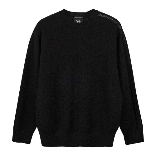 Front - Y-3 Mens Logo Knitted Crew Neck Sweatshirt