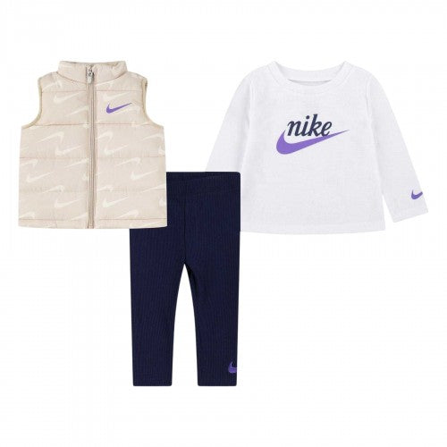 Front - Nike Baby Girls First Impressions Long-Sleeved Top And Leggings Set