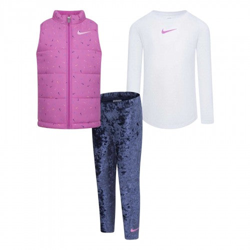 Front - Nike Girls Swooshfetti Gilet Set