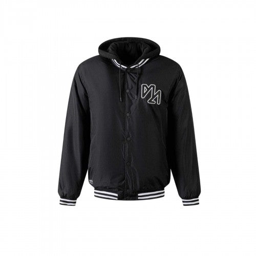 Front - Minoti Mens Embroidered Logo Detachable Hood Varsity Jacket