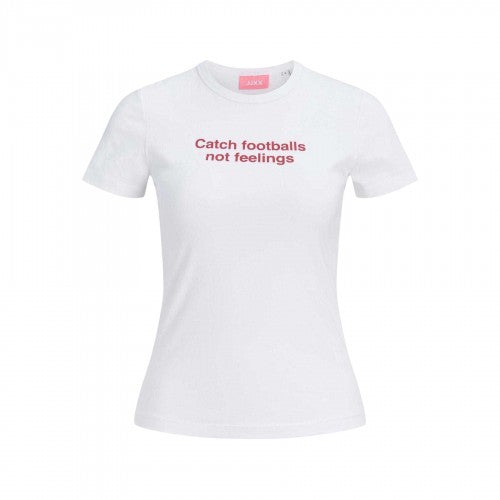 Front - JJXX Womens/Ladies Catch Footballs Not Feelings Cotton Blend T-Shirt