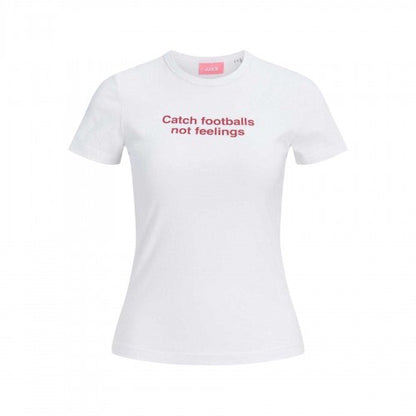 Front - JJXX Womens/Ladies Catch Footballs Not Feelings Cotton Blend T-Shirt