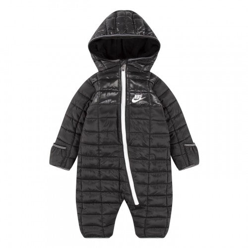 Front - Nike Baby Plaid Hooded Long-Sleeved Snowsuit