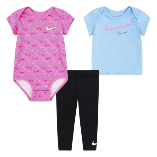 Front - Nike Baby Girls Swoosh Top & Bottom Set (Pack of 3)