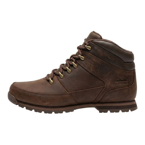 Dark Brown - Back - Firetrap Mens Rhino Leather Ankle Boots