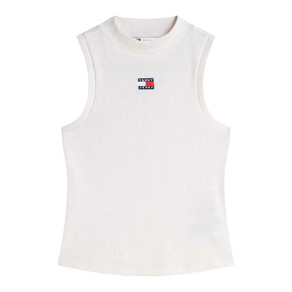 Front - Tommy Jeans Womens/Ladies Ribbed Racerback Fitted Vest Top