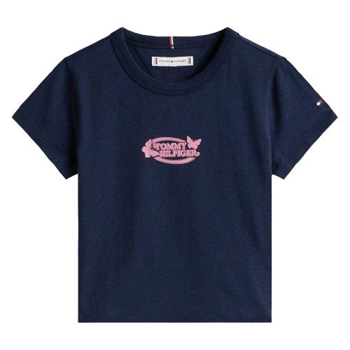 Front - Tommy Hilfiger Girls Butterfly T-Shirt