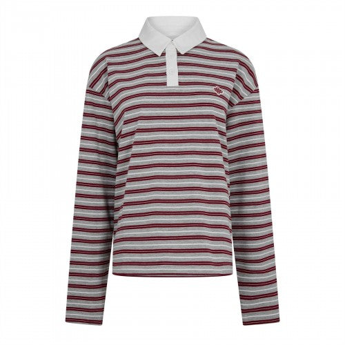 Front - Couture Club Womens/Ladies Striped Long-Sleeved Rugby Shirt