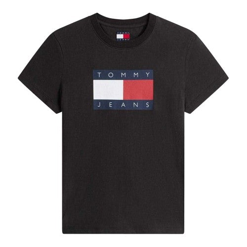 Front - Tommy Jeans Womens/Ladies Logo Ribbed Regular T-Shirt