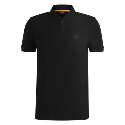 Front - Boss Mens Logo Quarter Zip Polo Shirt