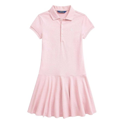 Front - Ralph Lauren Girls Short-Sleeved Polo Shirt Dress
