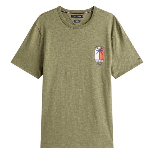 Front - Tommy Hilfiger Mens Palm Tree Crew Neck Regular T-Shirt