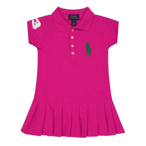 Front - Ralph Lauren Girls Mini Polo Shirt Dress