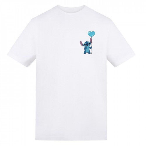 Front - Lilo & Stitch Unisex Adult Stitch Balloon Valentine`s Day T-Shirt