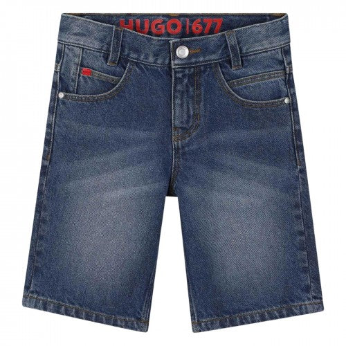 Front - Hugo Childrens/Kids 677 Denim Shorts