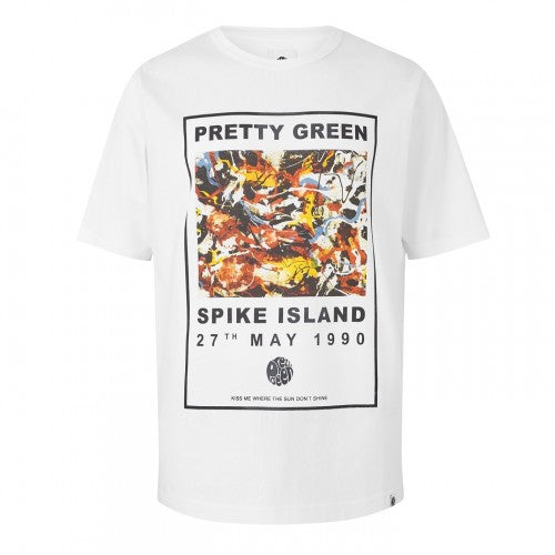 Front - Pretty Green Mens Spike Island Graphic Print T-Shirt