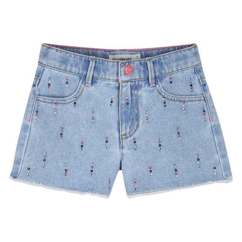 Front - Billieblush Girls Embellished Raw Hem Shorts