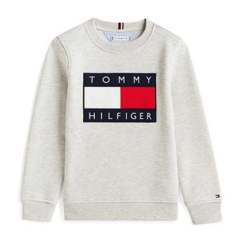 Front - Tommy Hilfiger Childrens/Kids Heritage Embroidered Crew Neck Sweatshirt