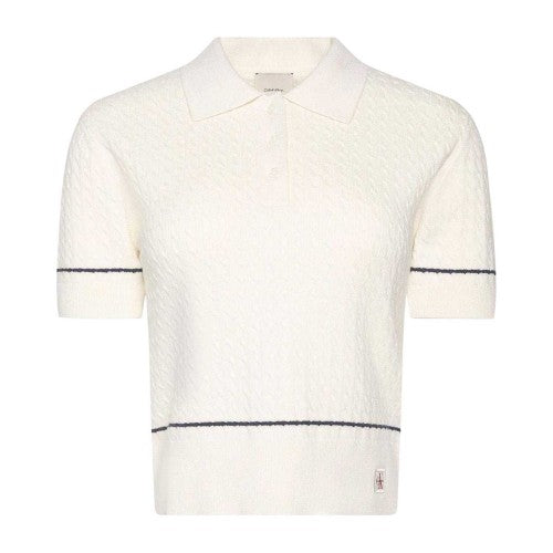 Front - Calvin Klein Womens/Ladies Cable Knit Cotton Polo Shirt