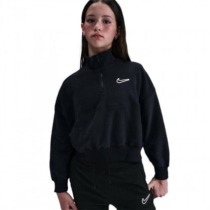 Front - Nike Girls Fleece High Collar Sweatshirt