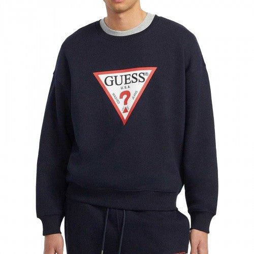 Front - Guess Mens Triangle Oversized Sweatshirt