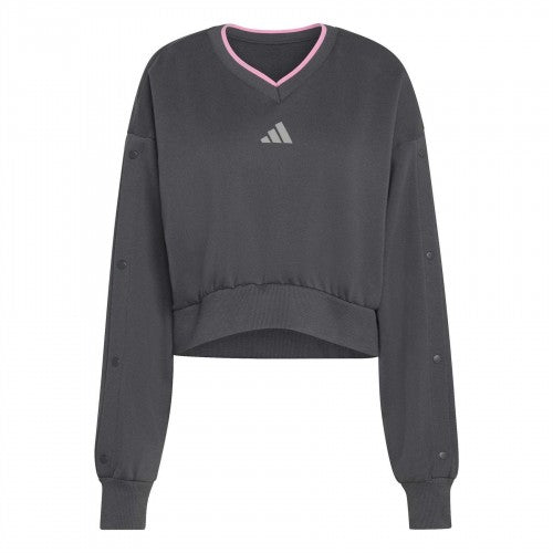Front - Adidas Womens/Ladies Drop Shoulder Crop Sweatshirt