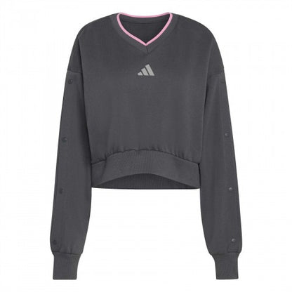 Front - Adidas Womens/Ladies Drop Shoulder Crop Sweatshirt