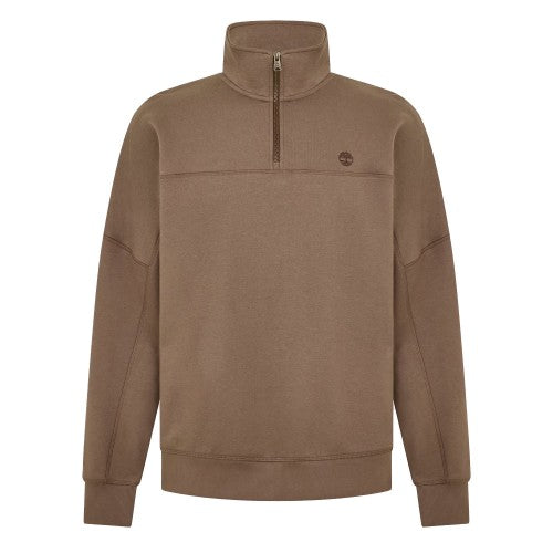 Front - Timberland Mens Embroidered Logo Quarter Zip Sweatshirt