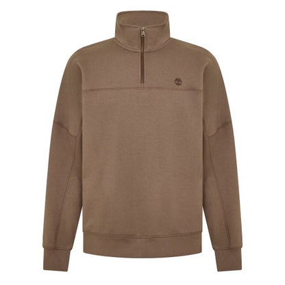 Front - Timberland Mens Embroidered Logo Quarter Zip Sweatshirt
