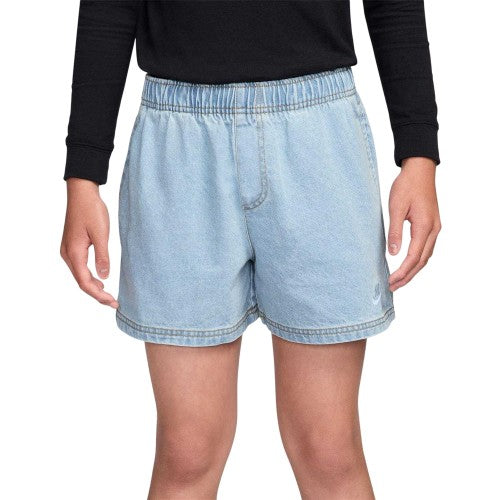 Front - Nike Childrens/Kids Denim Embroidered Logo Shorts