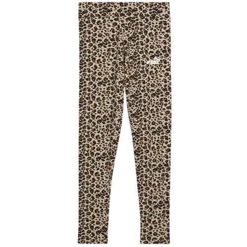 Front - Puma Girls Leopard Print Tight Leggings