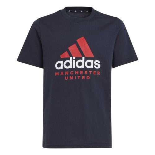 Front - Adidas Childrens/Kids Manchester United Cotton T-Shirt