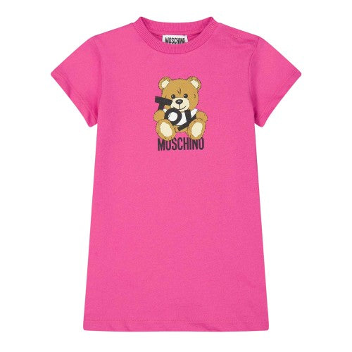 Front - Moschino Girls Teddy Bear Sweatshirt Dress